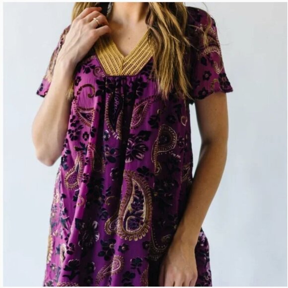 NWT Piper & Scoot The Albie Burnout Velvet Dress in Purple Women's XXL Purple - Picture 5 of 16